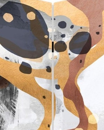 72" Black And White Canvas Folding Three Panel Screen Room Divider