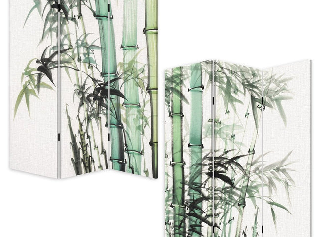 Three Panel Reversible Bamboo Art Room Divider Screen