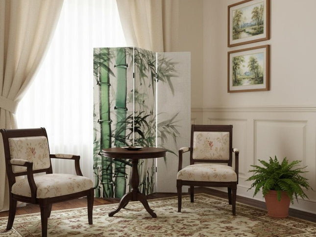 Three Panel Reversible Bamboo Art Room Divider Screen