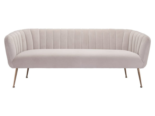 70" Beige Velvet Sofa With Gold Legs