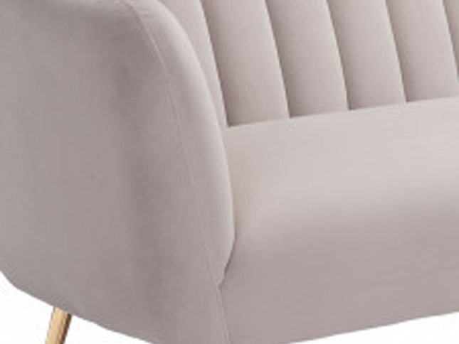 70" Beige Velvet Sofa With Gold Legs