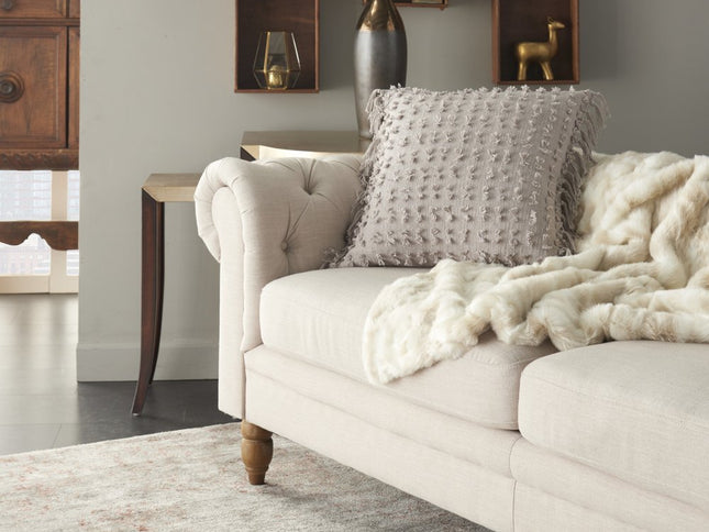 Tassel Detailed Gray Throw Pillow