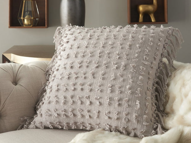 Tassel Detailed Gray Throw Pillow