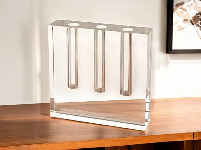 7" Clear Crystal Clear Square Table Vase