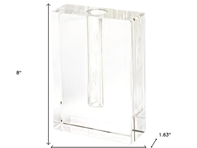 8" Clear Crystal Clear Square Table Vase