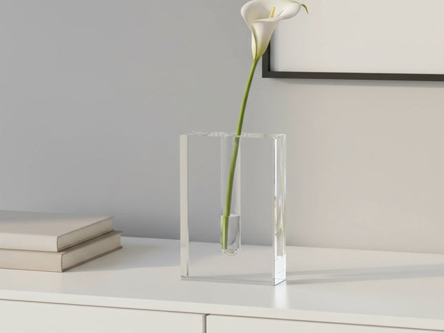 8" Clear Crystal Clear Square Table Vase