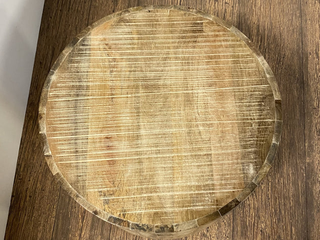 20" Beige Solid Wood Round End Table