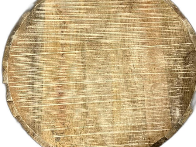 20" Beige Solid Wood Round End Table