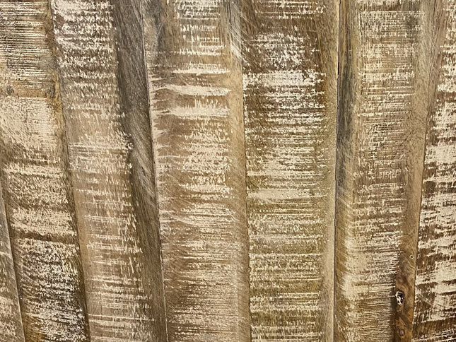 32" Brown Solid Wood Round Distressed Drum Coffee Table