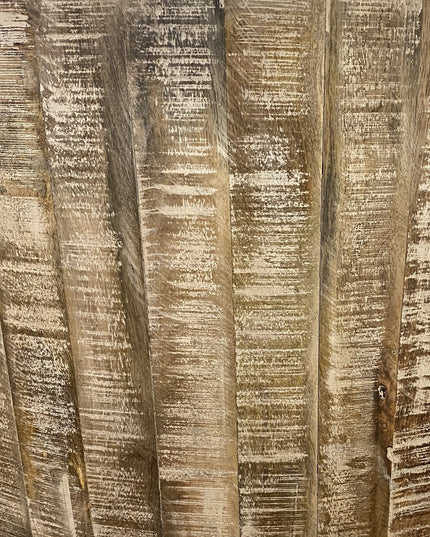 32" Brown Solid Wood Round Distressed Drum Coffee Table