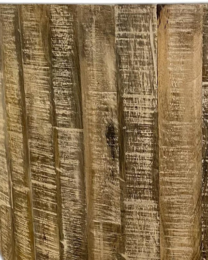 32" Brown Solid Wood Round Distressed Drum Coffee Table