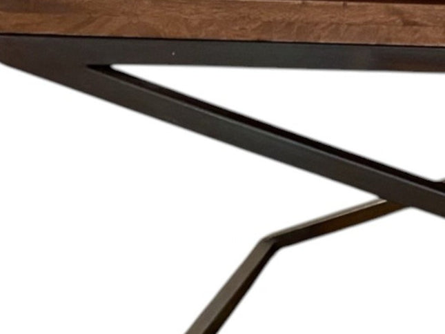 27" Brown And Black Solid Wood Cross Legs Coffee Table