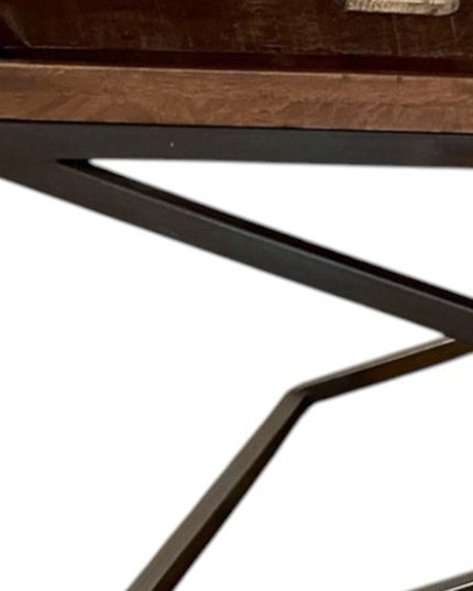 27" Brown And Black Solid Wood Cross Legs Coffee Table