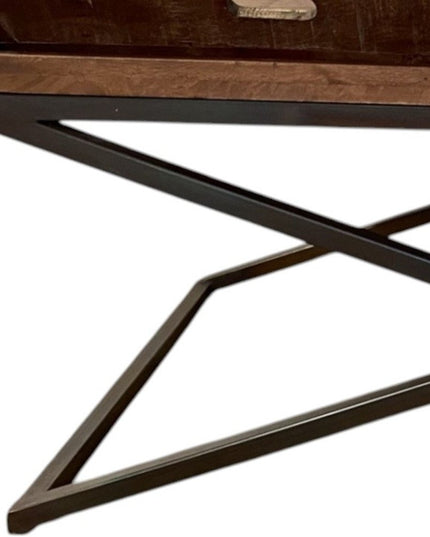 27" Brown And Black Solid Wood Cross Legs Coffee Table