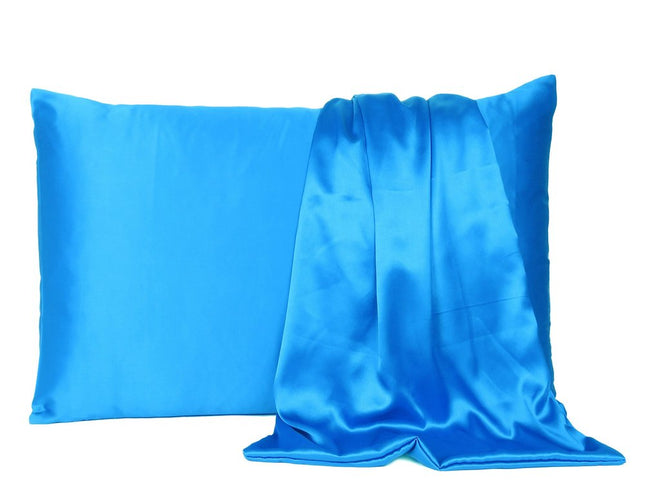 Blue Dreamy Set Of 2 Silky Satin King Pillowcases