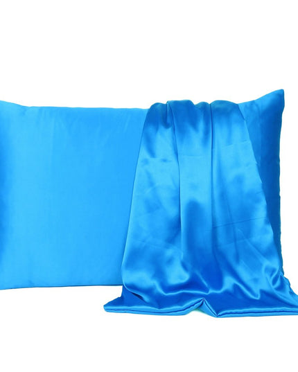 Blue Dreamy Set Of 2 Silky Satin King Pillowcases