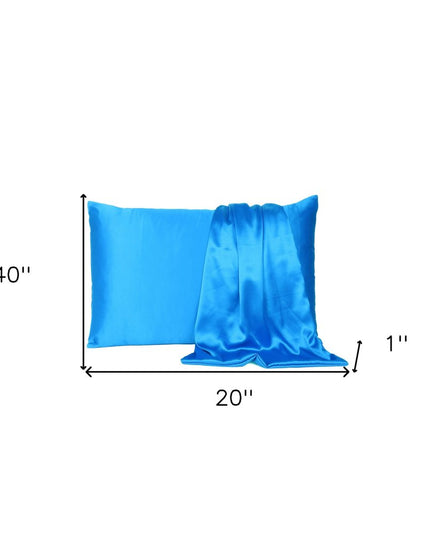 Blue Dreamy Set Of 2 Silky Satin King Pillowcases