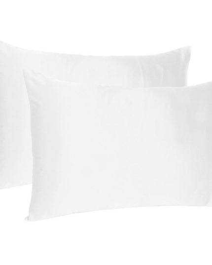White Dreamy Set Of 2 Silky Satin King Pillowcases