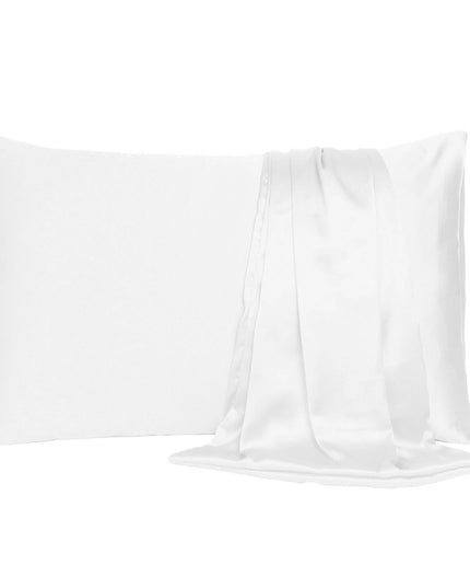 White Dreamy Set Of 2 Silky Satin King Pillowcases