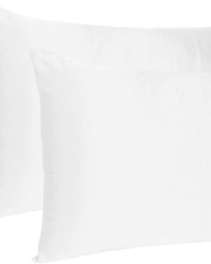 White Dreamy Set Of 2 Silky Satin King Pillowcases