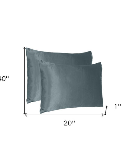 Gray Dreamy Set Of 2 Silky Satin King Pillowcases