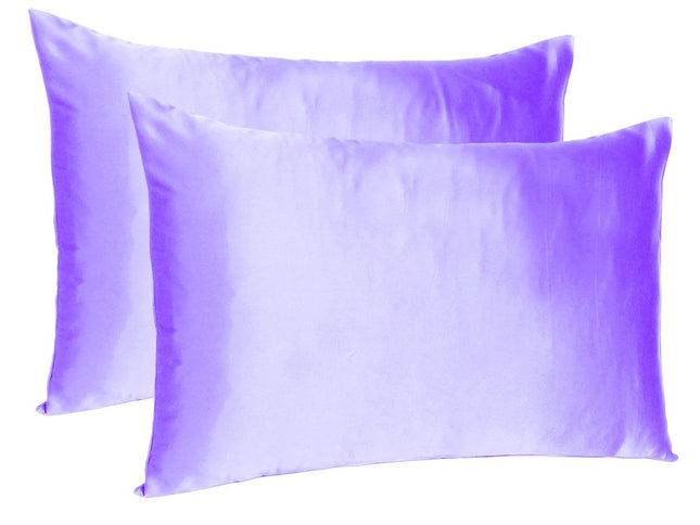 Purple Dreamy Set Of 2 Silky Satin King Pillowcases