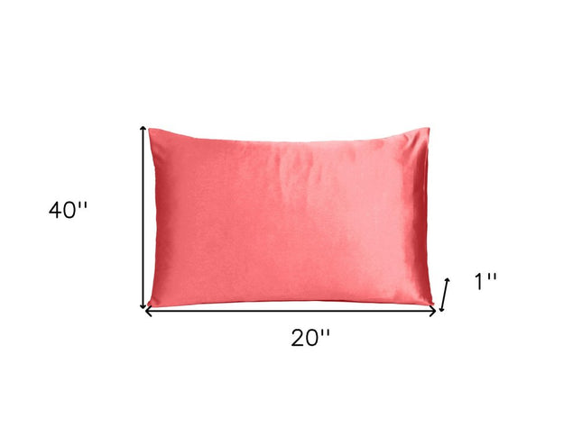 Coral Dreamy Set Of 2 Silky Satin King Pillowcases