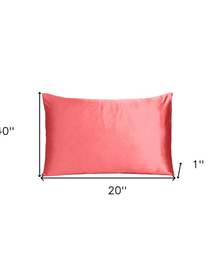 Coral Dreamy Set Of 2 Silky Satin King Pillowcases