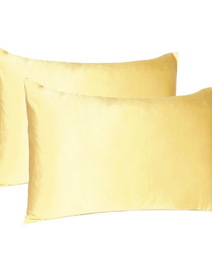 Gold Dreamy Set Of 2 Silky Satin King Pillowcases