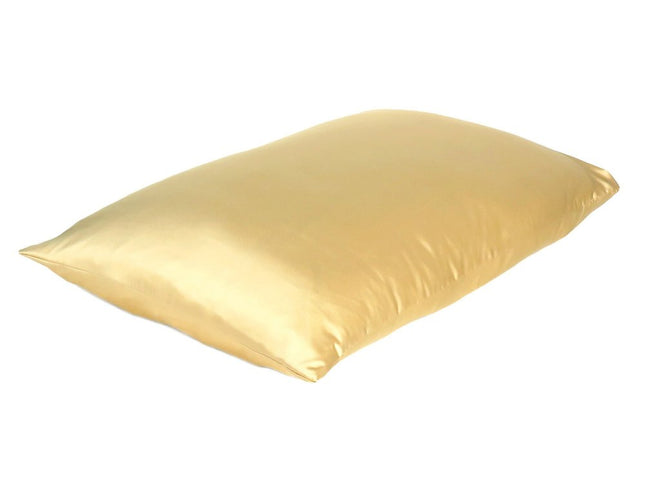 Gold Dreamy Set Of 2 Silky Satin King Pillowcases
