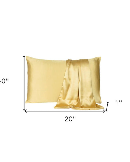 Gold Dreamy Set Of 2 Silky Satin King Pillowcases