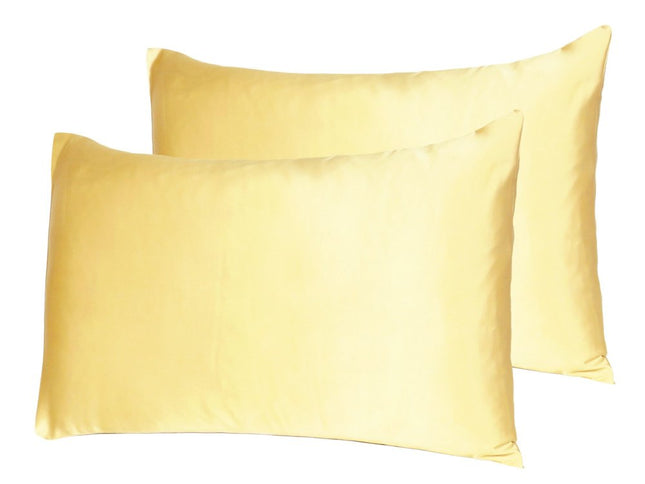 Gold Dreamy Set Of 2 Silky Satin King Pillowcases