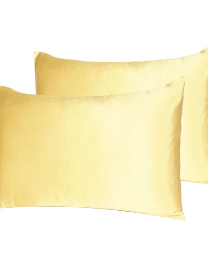 Gold Dreamy Set Of 2 Silky Satin King Pillowcases