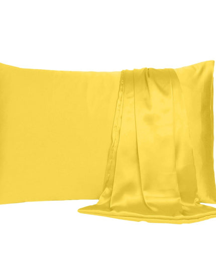 Lemon Dreamy Set Of 2 Silky Satin King Pillowcases