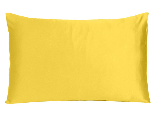 Lemon Dreamy Set Of 2 Silky Satin King Pillowcases