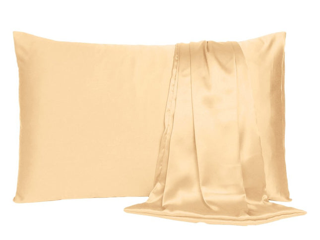 Pale Peach Dreamy Set Of 2 Silky Satin King Pillowcases