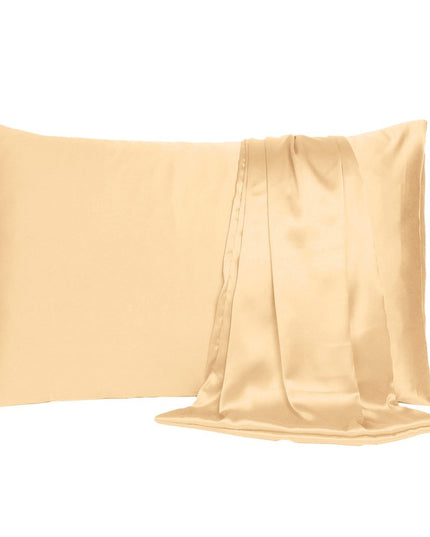 Pale Peach Dreamy Set Of 2 Silky Satin King Pillowcases