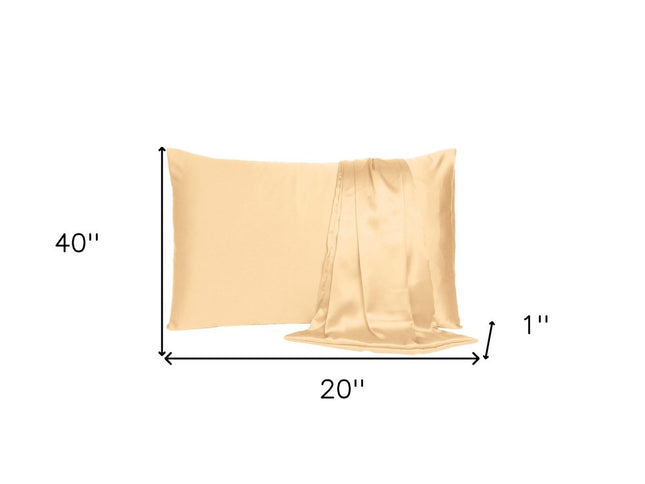Pale Peach Dreamy Set Of 2 Silky Satin King Pillowcases