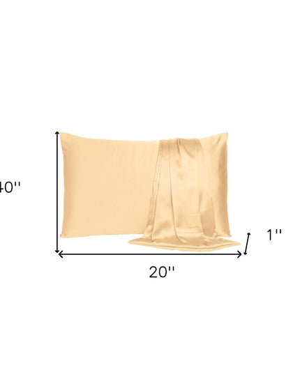 Pale Peach Dreamy Set Of 2 Silky Satin King Pillowcases