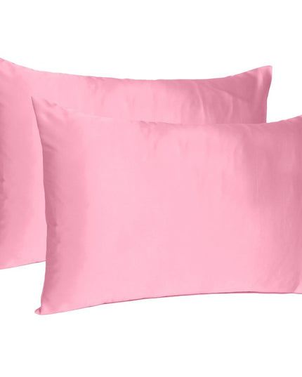 Pink Rose Dreamy Set Of 2 Silky Satin King Pillowcases
