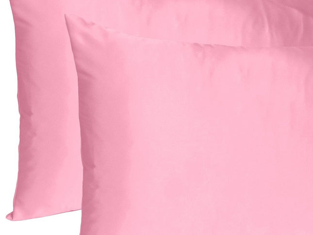 Pink Rose Dreamy Set Of 2 Silky Satin King Pillowcases