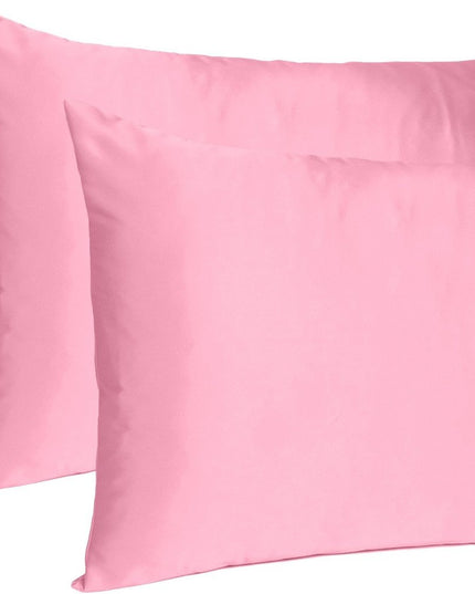 Pink Rose Dreamy Set Of 2 Silky Satin King Pillowcases