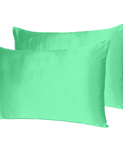 Green Dreamy Set Of 2 Silky Satin King Pillowcases