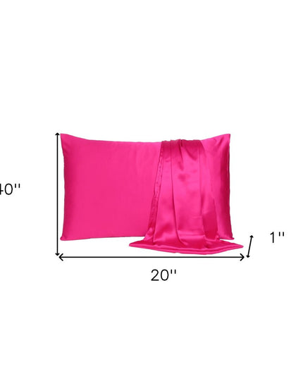 Fuchsia Dreamy Set Of 2 Silky Satin King Pillowcases