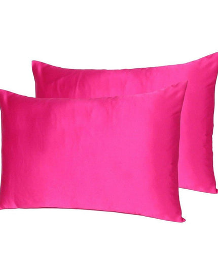 Fuchsia Dreamy Set Of 2 Silky Satin King Pillowcases