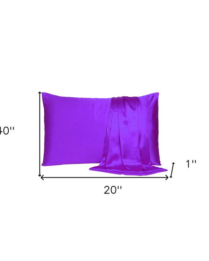 Bright Purple Dreamy Set Of 2 Silky Satin King Pillowcases