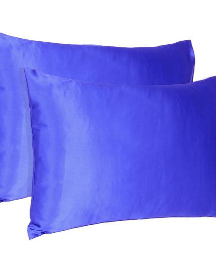 Royal Blue Dreamy Set Of 2 Silky Satin King Pillowcases