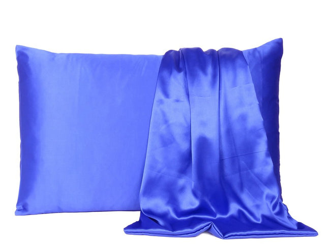 Royal Blue Dreamy Set Of 2 Silky Satin King Pillowcases