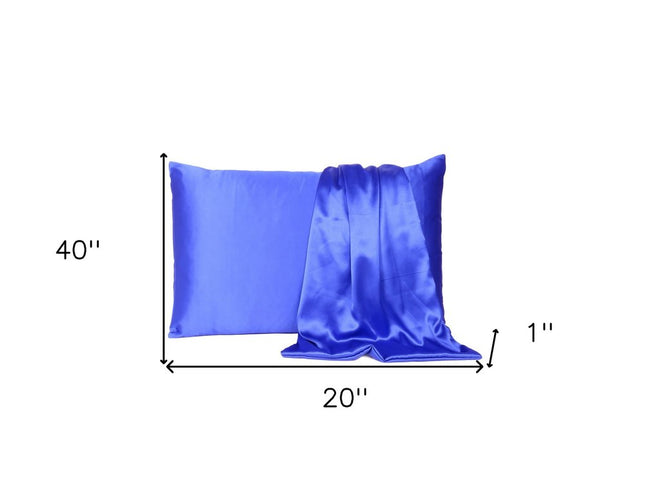 Royal Blue Dreamy Set Of 2 Silky Satin King Pillowcases