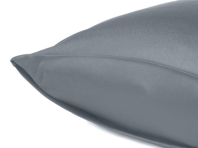 Dark Gray Dreamy Set Of 2 Silky Satin King Pillowcases